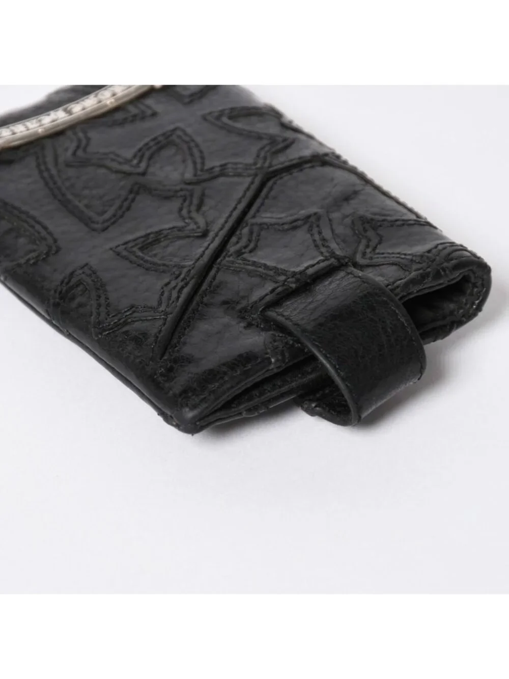 Chrome Hearts Cemetery Cross Patch Card Case Black Silver Scroll Label Logo 925